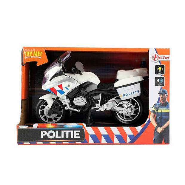 Speelgoed/model motor politie - wit - schaal 1:20 - 10 x 23 x 14 cm - politiemotor - Speelgoed motors