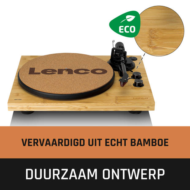 Platenspeler met Bluetooth®, uit bamboe vervaardigde behuizing en Ortofon 2M Red cartridge Lenco Bamboe-Zwart