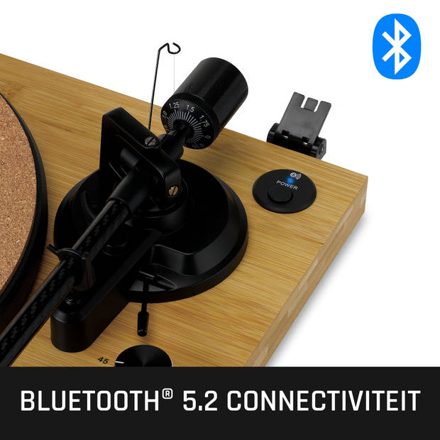 Platenspeler met Bluetooth®, uit bamboe vervaardigde behuizing en Ortofon 2M Red cartridge Lenco Bamboe-Zwart