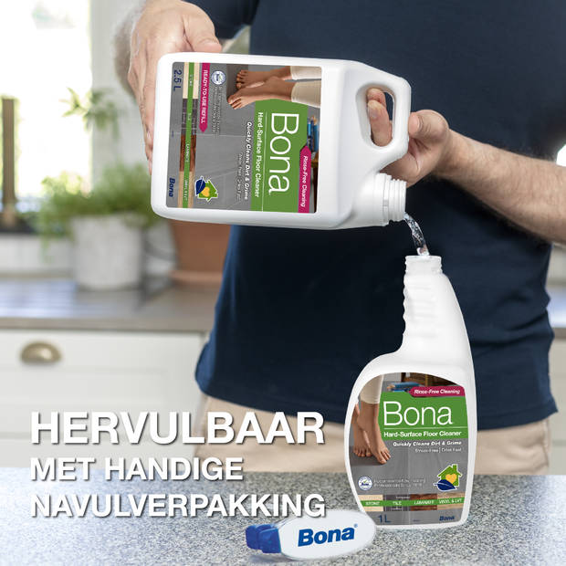 Bona Harde Vloer, Tegel en Laminaat Reiniger Spray - 2 x 1 Liter Multipack - PVC Reiniger - Streeploos - Sneldrogend