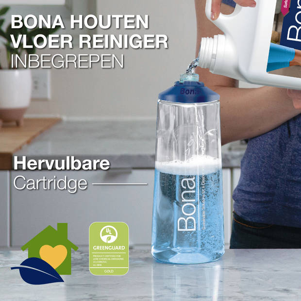 Bona Premium Spray Mop - Vloerwisser met Spray - Inclusief Houten Vloer Reiniger & Microvezel Reinigingspad Dweil