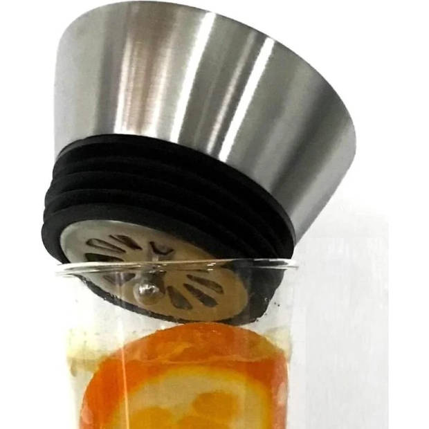 Glazen Waterfles Karaf Met Roestvrijstalen Zeef - 1 Liter - 2 Stuks