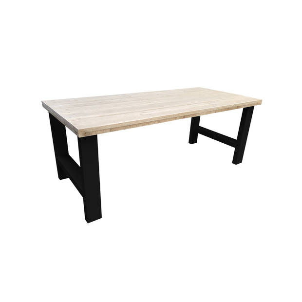 Wood4you - Eettafel Seattle - Industrial wood - hout - 180/90 cm - 180/90 cm Zwart - Eettafels