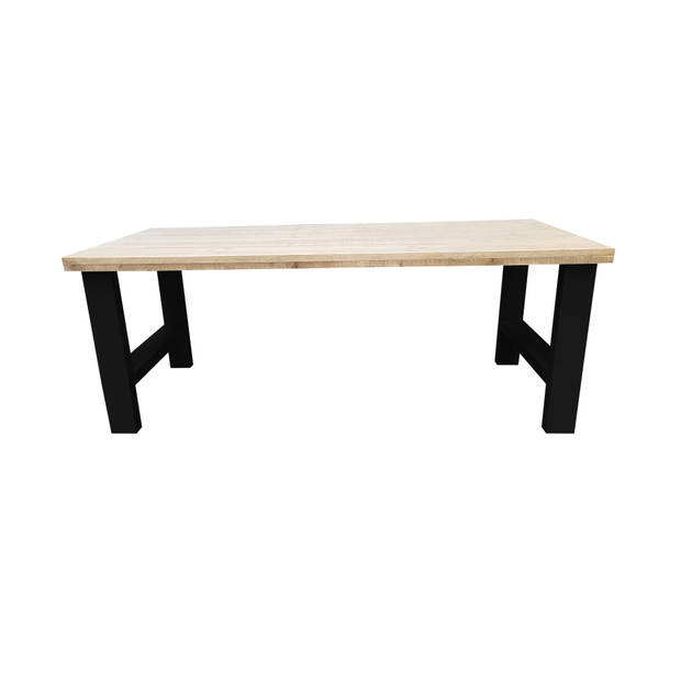 Wood4you - Eettafel Seattle - Industrial wood - hout - 180/90 cm - 180/90 cm Zwart - Eettafels