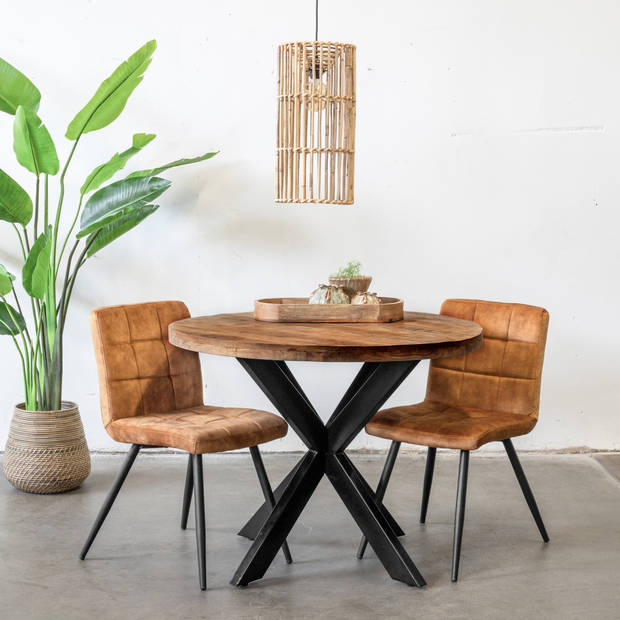 Giga Meubel - Ronde Eettafel - Hout - Metaal - Eettafel Thijs Ø150cm