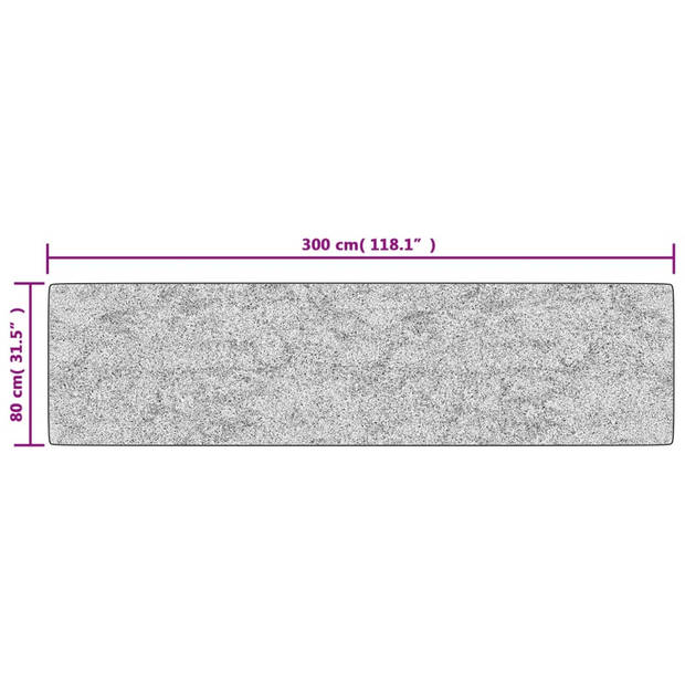 vidaXL Vloerkleed wasbaar anti-slip 80x300 cm grijs
