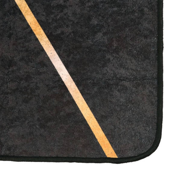 vidaXL Vloerkleed wasbaar anti-slip 190x300 cm zwart en goudkleurig