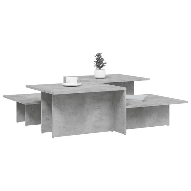 vidaXL Salontafels 2 st bewerkt hout betongrijs
