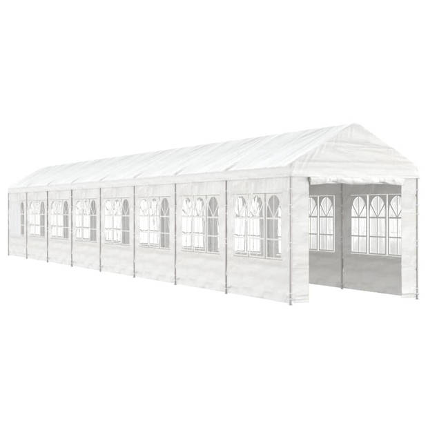 vidaXL Prieel met dak 17,84x2,28x2,69 m polyetheen wit