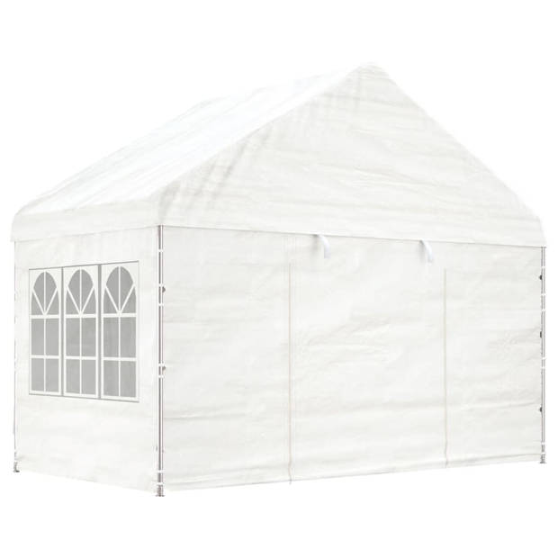 vidaXL Prieel met dak 17,84x4,08x3,22 m polyetheen wit