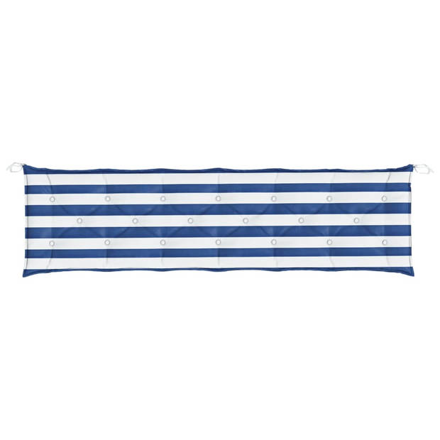 vidaXL Tuinbankkussen gestreept 200x50x7 cm stof wit en blauw