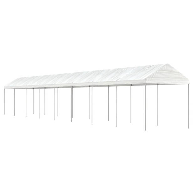 vidaXL Prieel met dak 17,84x2,28x2,69 m polyetheen wit