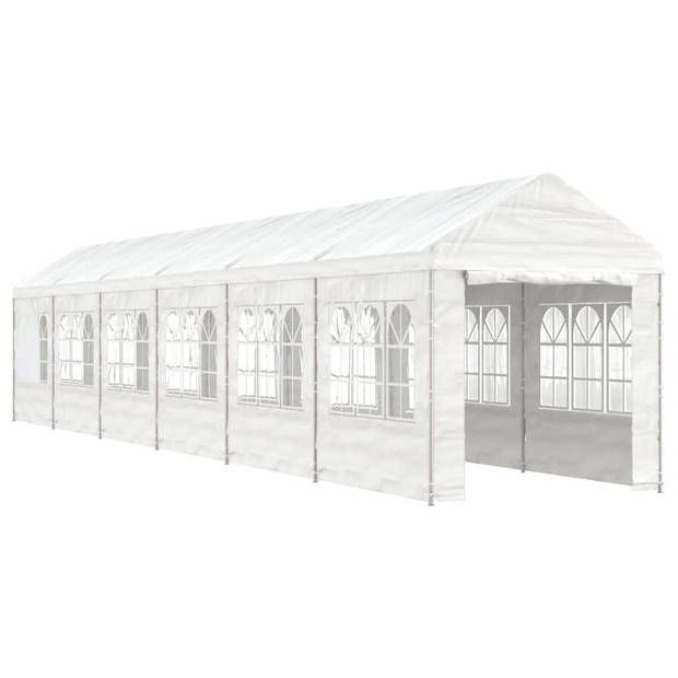 vidaXL Prieel met dak 13,38x2,28x2,69 m polyetheen wit