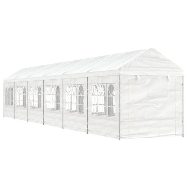 vidaXL Prieel met dak 13,38x2,28x2,69 m polyetheen wit