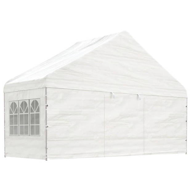 vidaXL Prieel met dak 8,92x5,88x3,75 m polyetheen wit