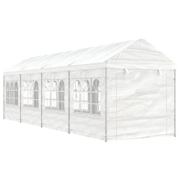 vidaXL Prieel met dak 8,92x2,28x2,69 m polyetheen wit