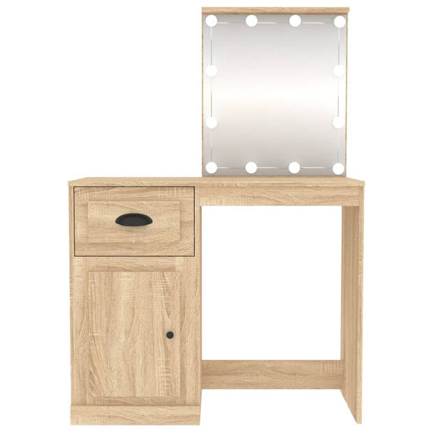 vidaXL Kaptafel met LED 90x50x132,5 cm bewerkt hout sonoma eikenkleur