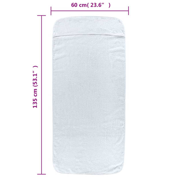 vidaXL Strandhanddoeken 6 st 400 g/m² 60x135 cm stof wit