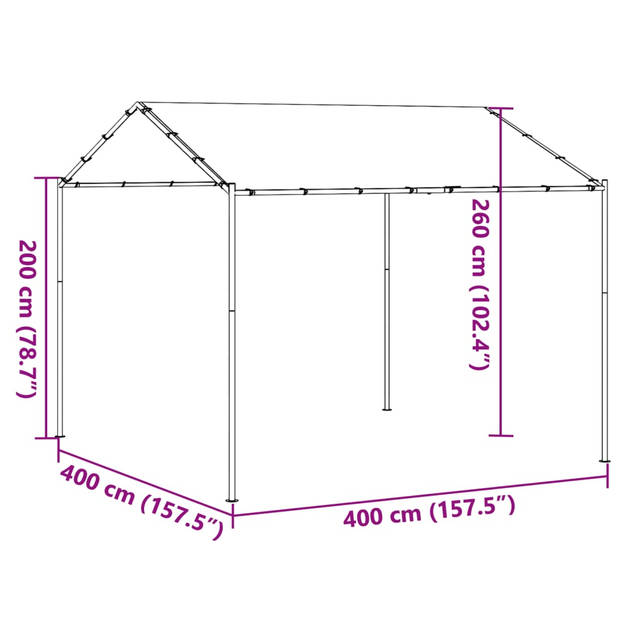 vidaXL Tuinpaviljoen 4x4 m staal en stof beige