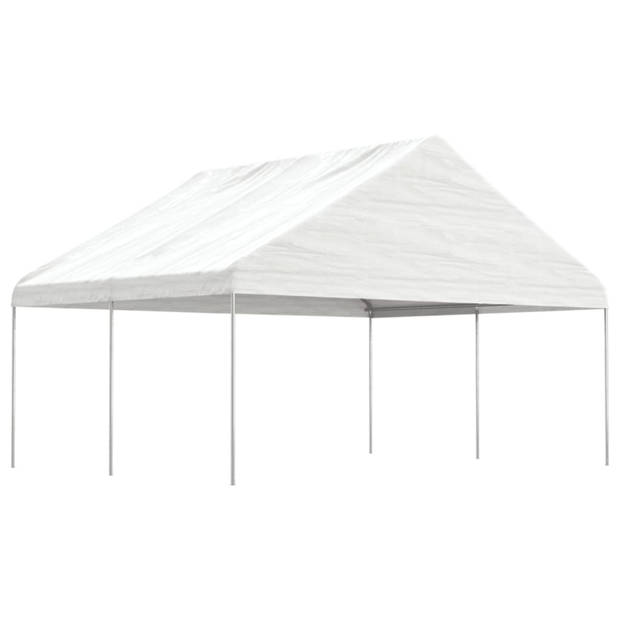 vidaXL Prieel met dak 4,46x5,88x3,75 m polyetheen wit