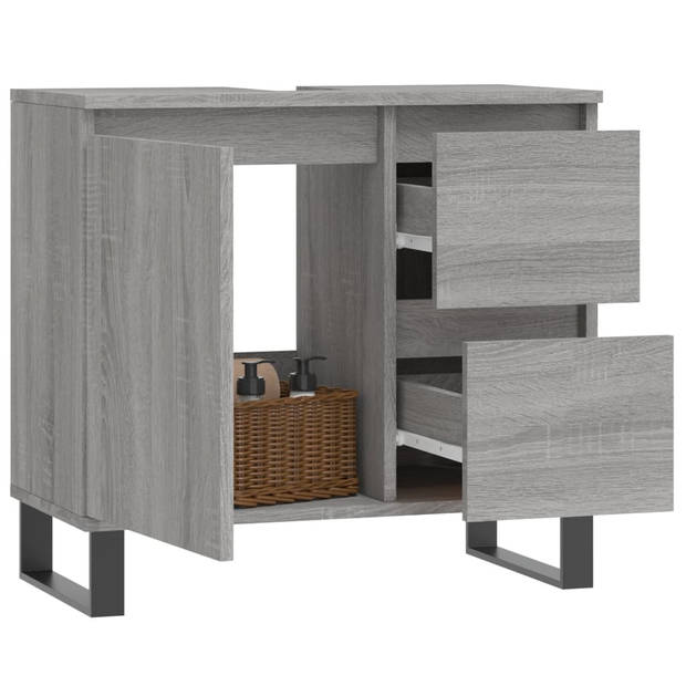 vidaXL Badkamerkast 65x33x60 cm bewerkt hout grijs sonoma eikenkleurig