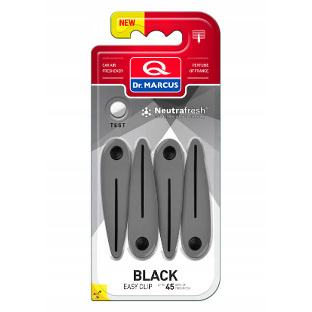 Dr. Marcus Easy Clip Black luchtverfrisser met neutrafresh technologie 4 clips voor 4 sterktes