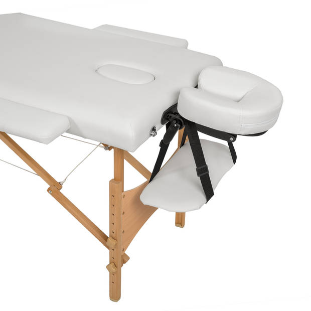 tectake® - 2 zones massagetafel-set met 5cm matras, rolkussens en houten frame - wit - 404746