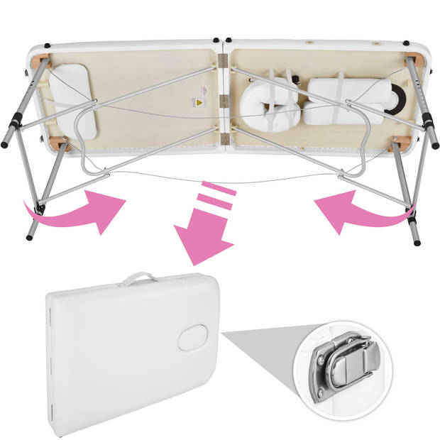 2 zones massagetafel - 4 cm matras - alu - wit - 402788