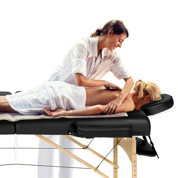 Mobiele massagetafel- bekleding 5cm - 2 Zones + draagtas zwart