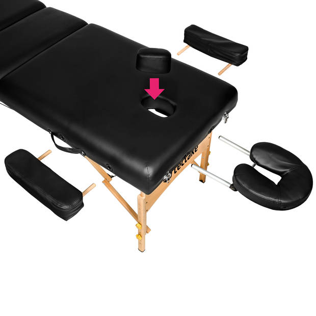 tectake® - Massagetafel met matras van 10 cm hoog + draagtas, kleur zwart