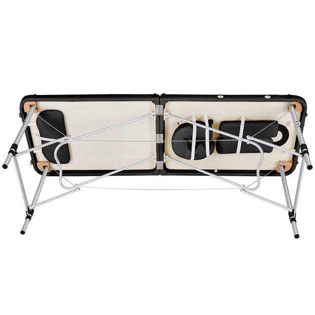 tectake® - 2 Zones massagetafel met rolkussens + tas - kleur zwart - 404600