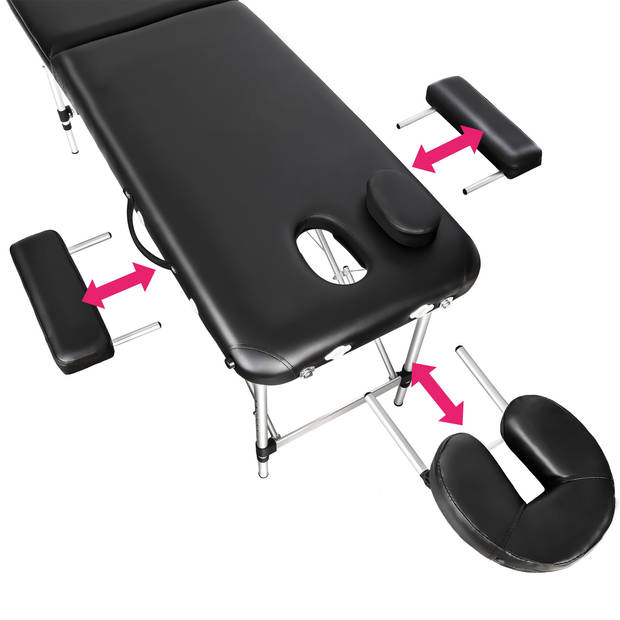 tectake® - 2 Zones massagetafel met rolkussens + tas - kleur zwart - 404600