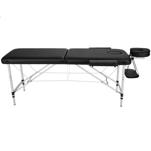 tectake® - 2 Zones massagetafel met rolkussens + tas - kleur zwart - 404600