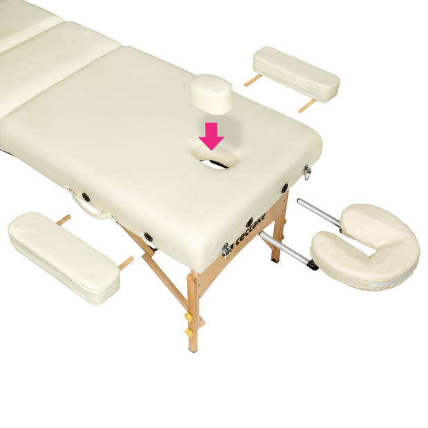 tectake® - Massagetafel 3 zones - matras 7,5 cm - incl. draagtas - portable/draagbaar - beige - 404375