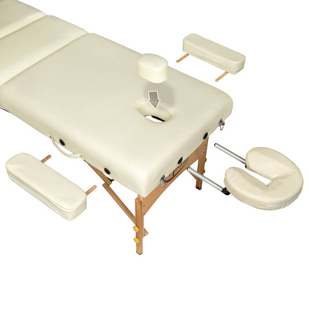 tectake® - Massagetafel met matras van 10 cm hoog + draagtas beige