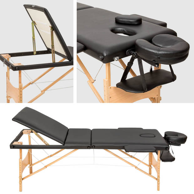 3 zones mobiele massagetafel- Bekleding 3 cm + draagtas zwart