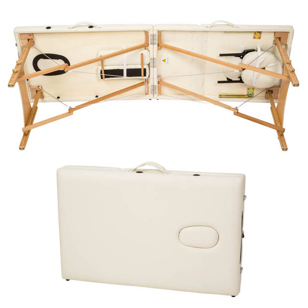 tectake® - Mobiele massagetafel - 3 zones - 5 cm dik - incl. zwarte draagtas - beige - 401465