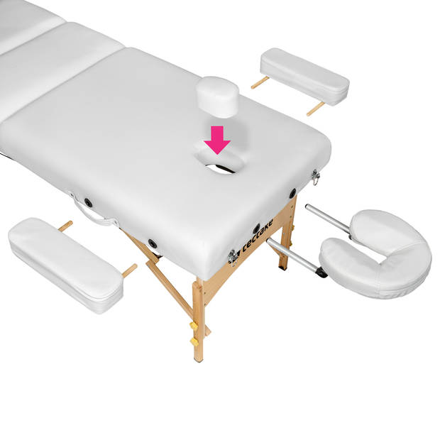tectake® - Massagetafel portable/draagbaar - matras 7,5 cm - incl. draagtas, kleur wit - 404374