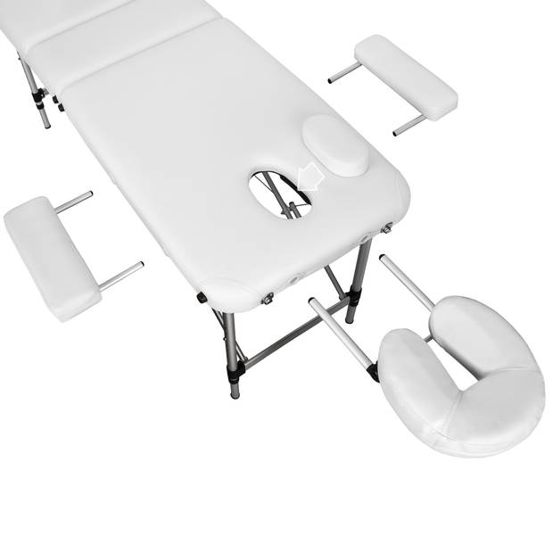 tectake® - Mobiele aluminium massagetafel 3 zones wit + draagtas - behandeltafel - 401046