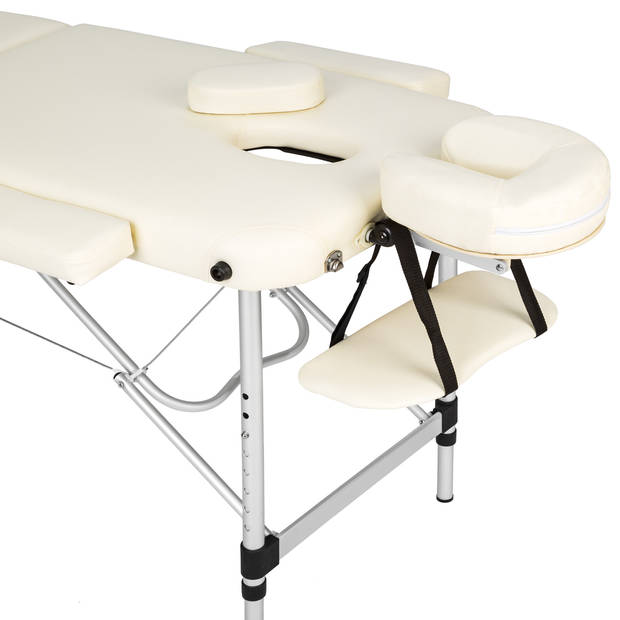 tectake® - JS 3 Zonen massagetafel beige met rolkussens en tas - 404636
