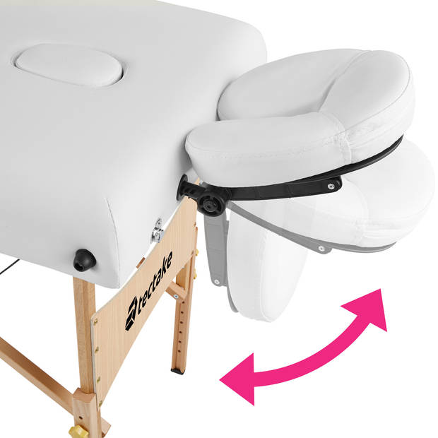 tectake® - Massagetafel met matras van 7,5 cm hoog + witte rolkussens en draagtas