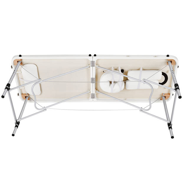 tectake® - 2 Zones massagetafel met rolkussens + tas - kleur wit - 404602