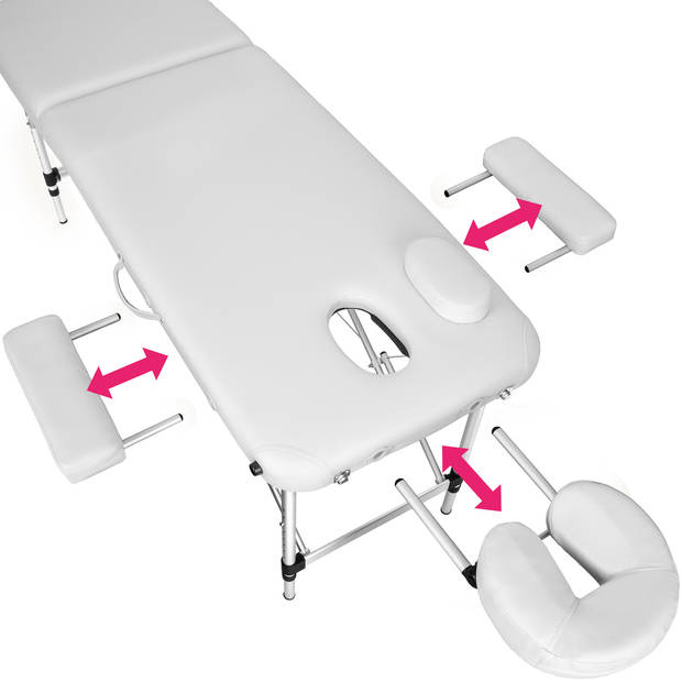 tectake® - 2 Zones massagetafel met rolkussens + tas - kleur wit - 404602