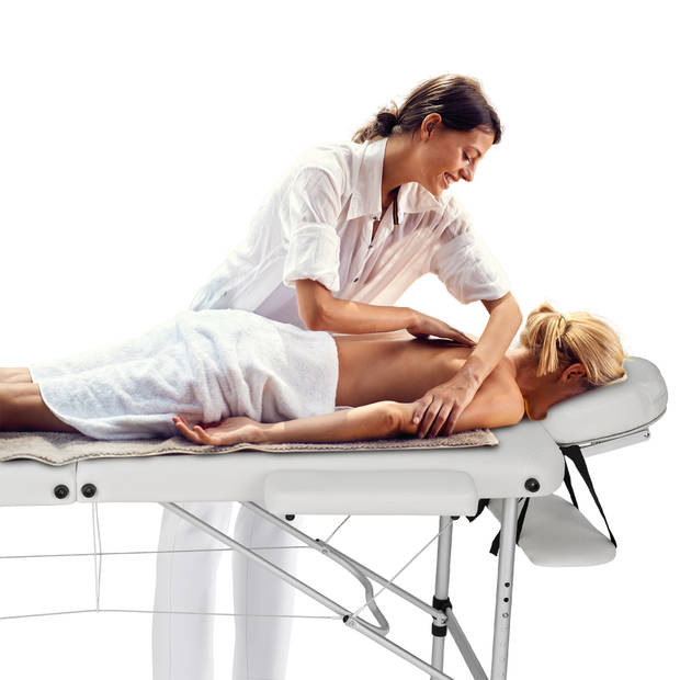 tectake® - 2 Zones massagetafel met rolkussens + tas - kleur wit - 404602