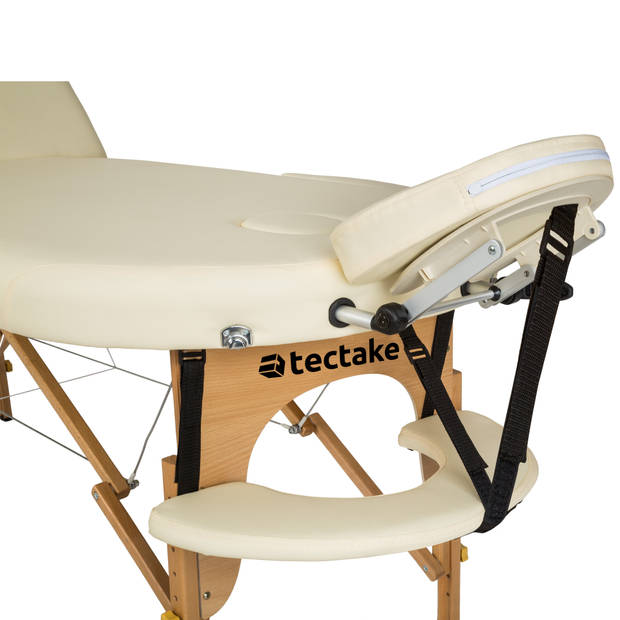 tectake® - Massagetafel ovaal - 5 cm matras - in hoogte verstelbaar, incl. accessoires - beige - 404372