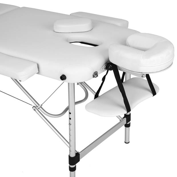 tectake® - 3 Zones massagetafel wit met rolkussens en tas - 404635