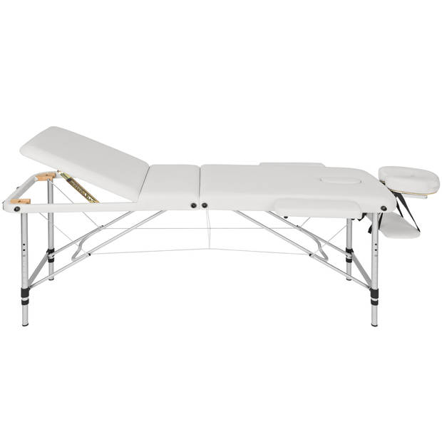 tectake® - 3 Zones massagetafel wit met rolkussens en tas - 404635