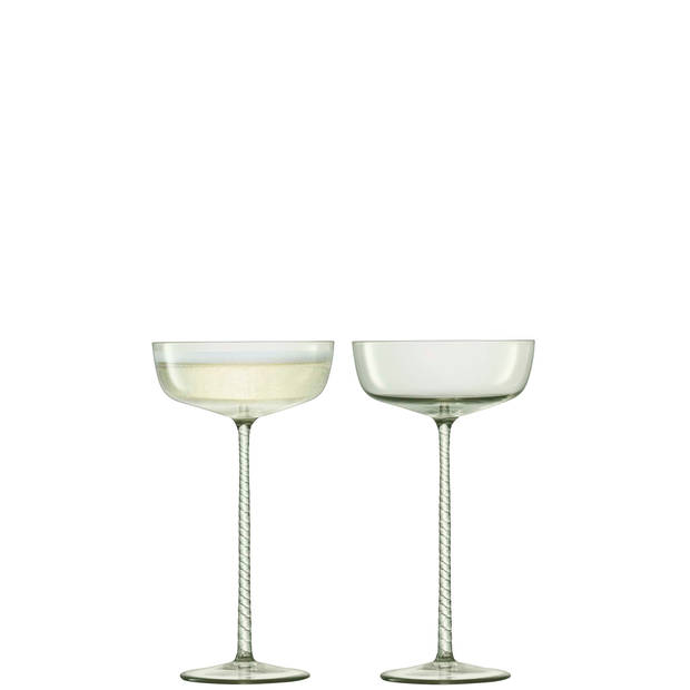 L.S.A. - Champagne Theatre Champagne Glas 190 ml Set van 2 Stuks - Glas - Groen