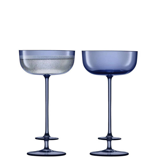 L.S.A. - Champagne Theatre Champagne Glas 210 ml Set van 2 Stuks - Glas - Blauw