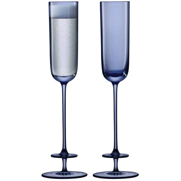 L.S.A. - Champagne Theatre Champagne Flute 130 ml Set van 2 Stuks - Glas - Blauw